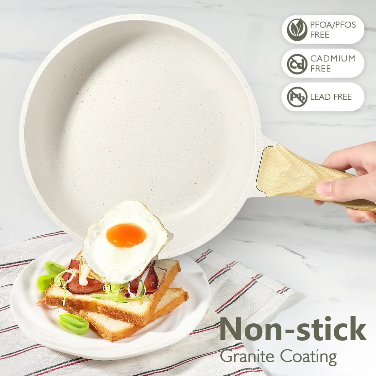 Pots and Pans Set Non Stick - 14 Piece White - Image 4