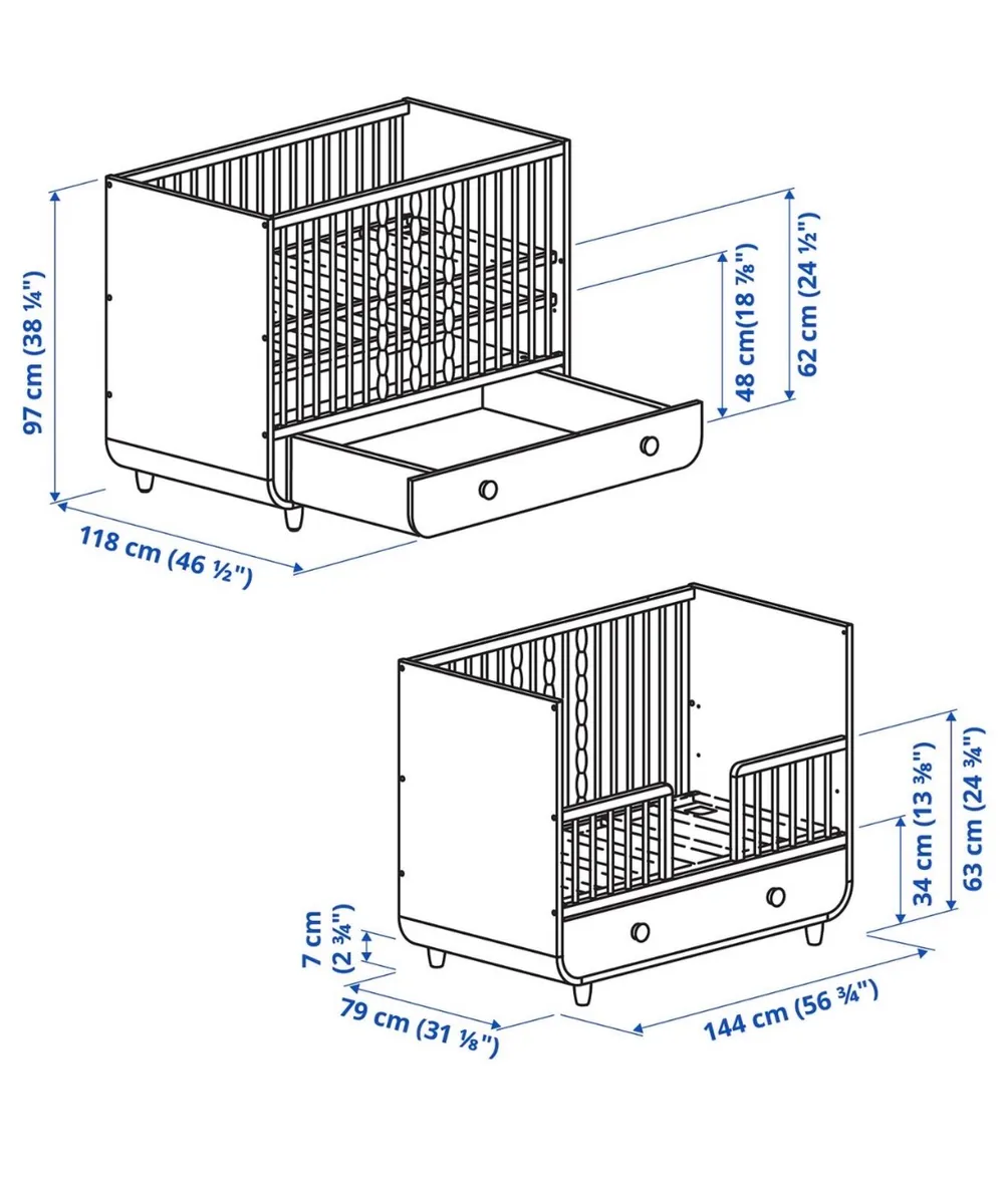 IKEA cot and changing table - Image 2