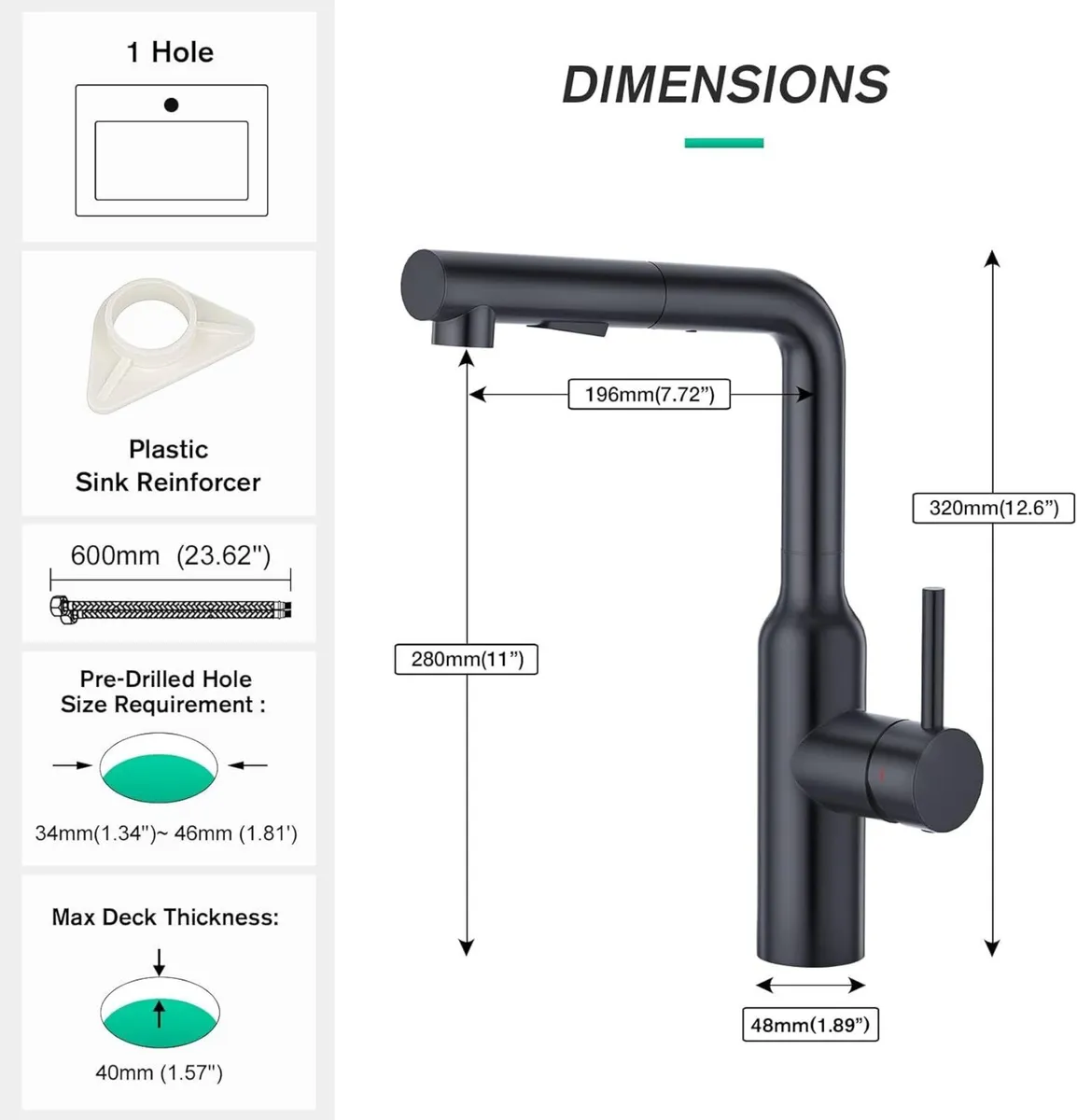 Modern Kitchen Sink Mixer Tap with Pull Out Spray - Image 2