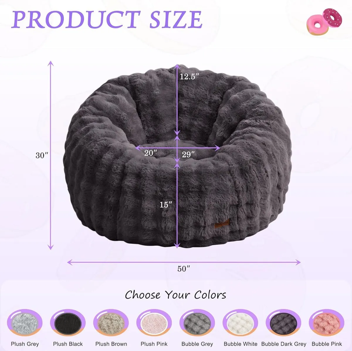 Bean Bag Chair Oversized for Adults Donut-Shaped - Image 2