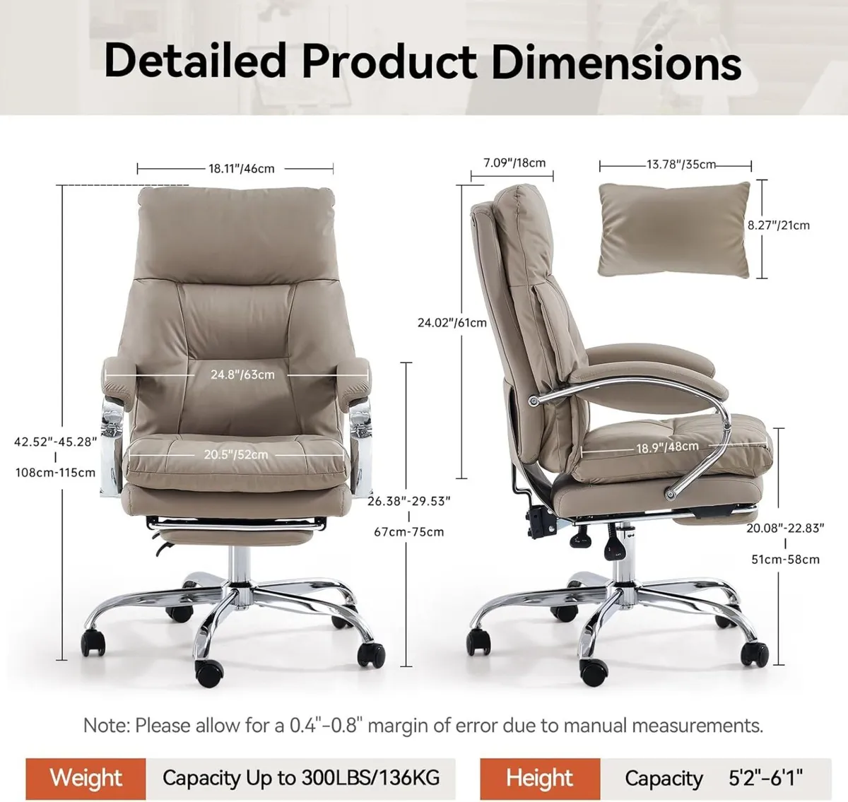 Home Office Desk Chairs with Foot Rest Fully - Image 3