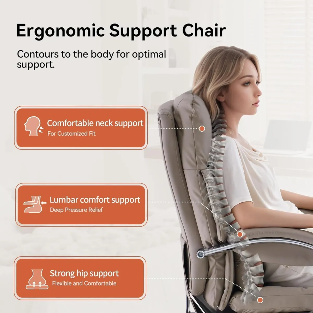Home Office Desk Chairs with Foot Rest Fully - Image 4