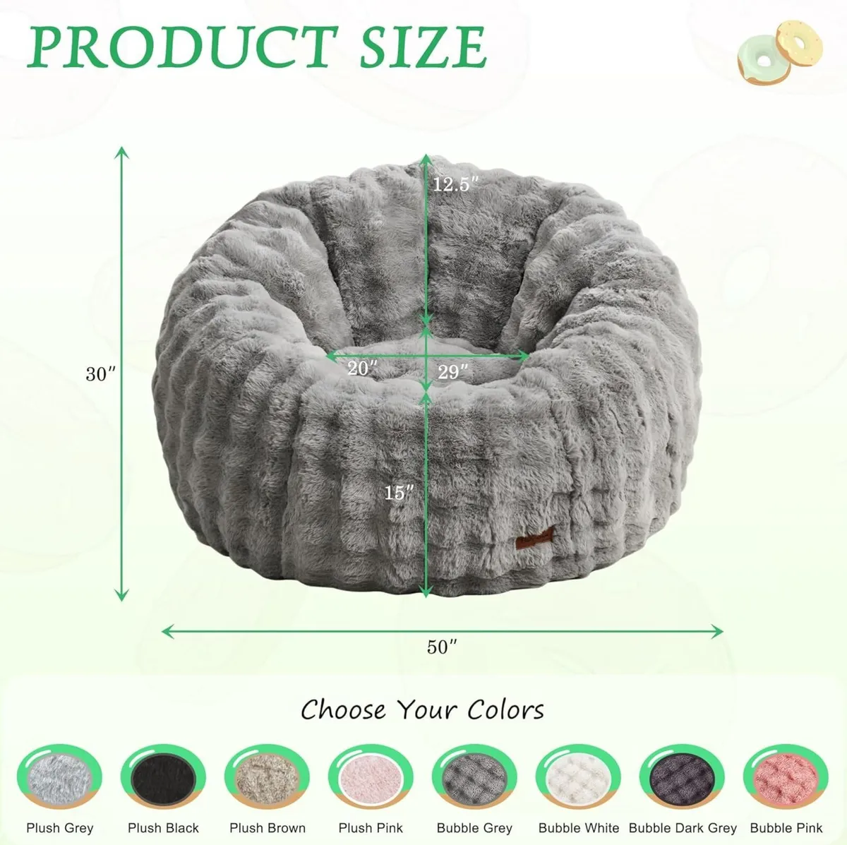 Bean Bag Chair Oversized for Adults Donut-Shaped - Image 2