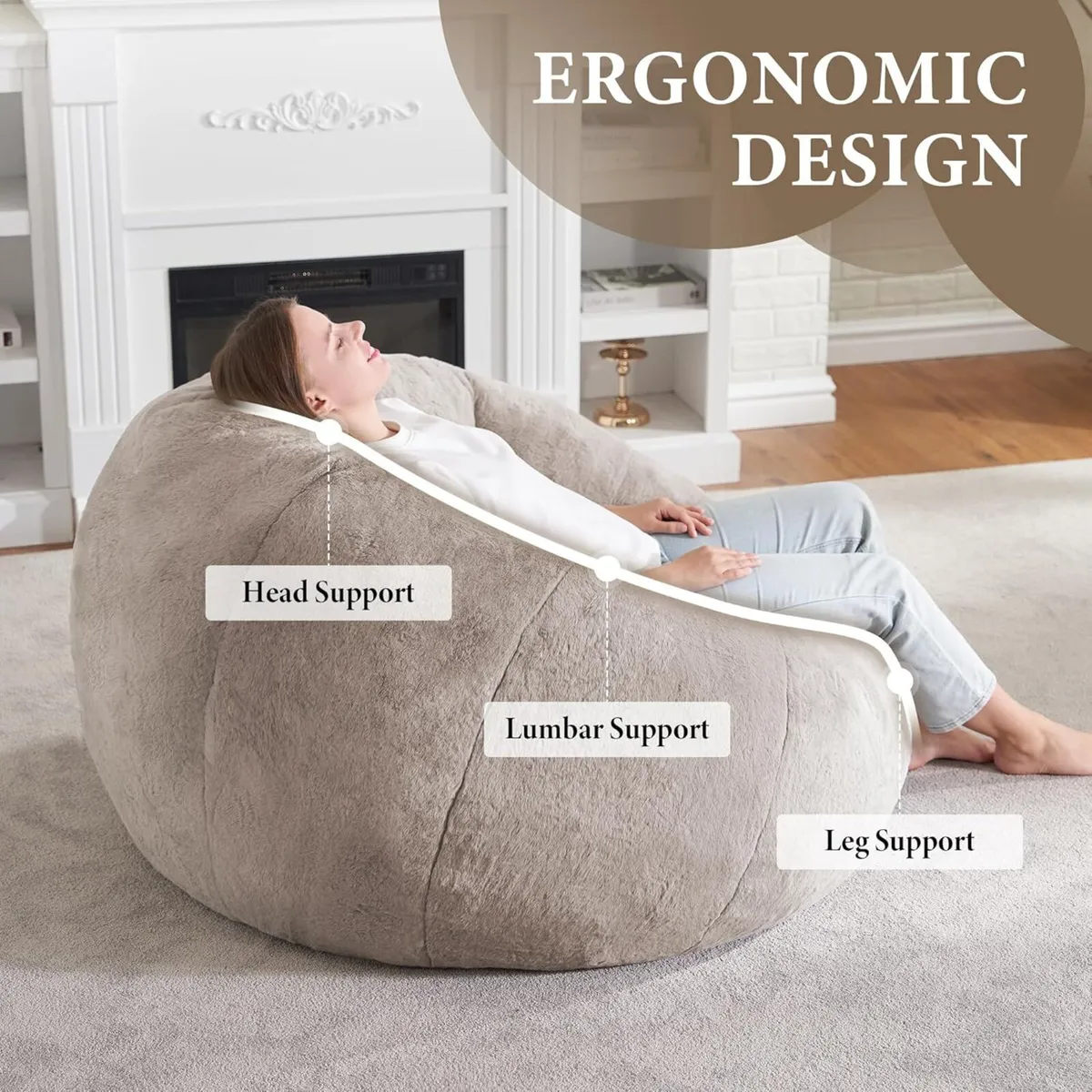 Bean Bag Chairs Large Couch for Adults Stuffed - Image 4