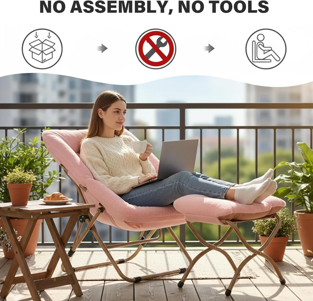 Comfy Saucer Chair with Ottoman Oversized - Image 3