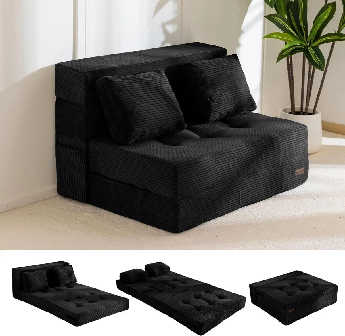 Folding Foam Sofa Bed Tri-Fold Mattress with 2 - Image 1