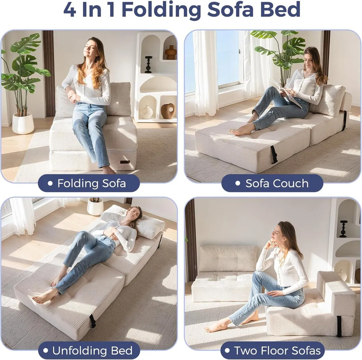 Folding Sofa Bed Convertible with High-Density - Image 3