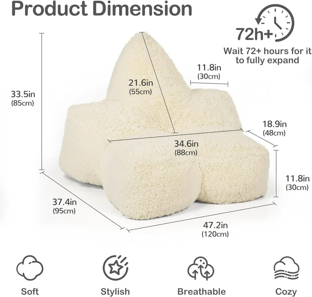 Bean Bag Chair Large Star with FIlling Included - Image 3