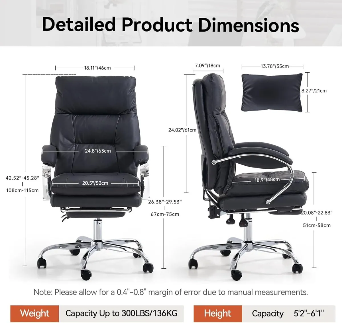 Home Office Desk Chairs with Foot Rest Fully - Image 3