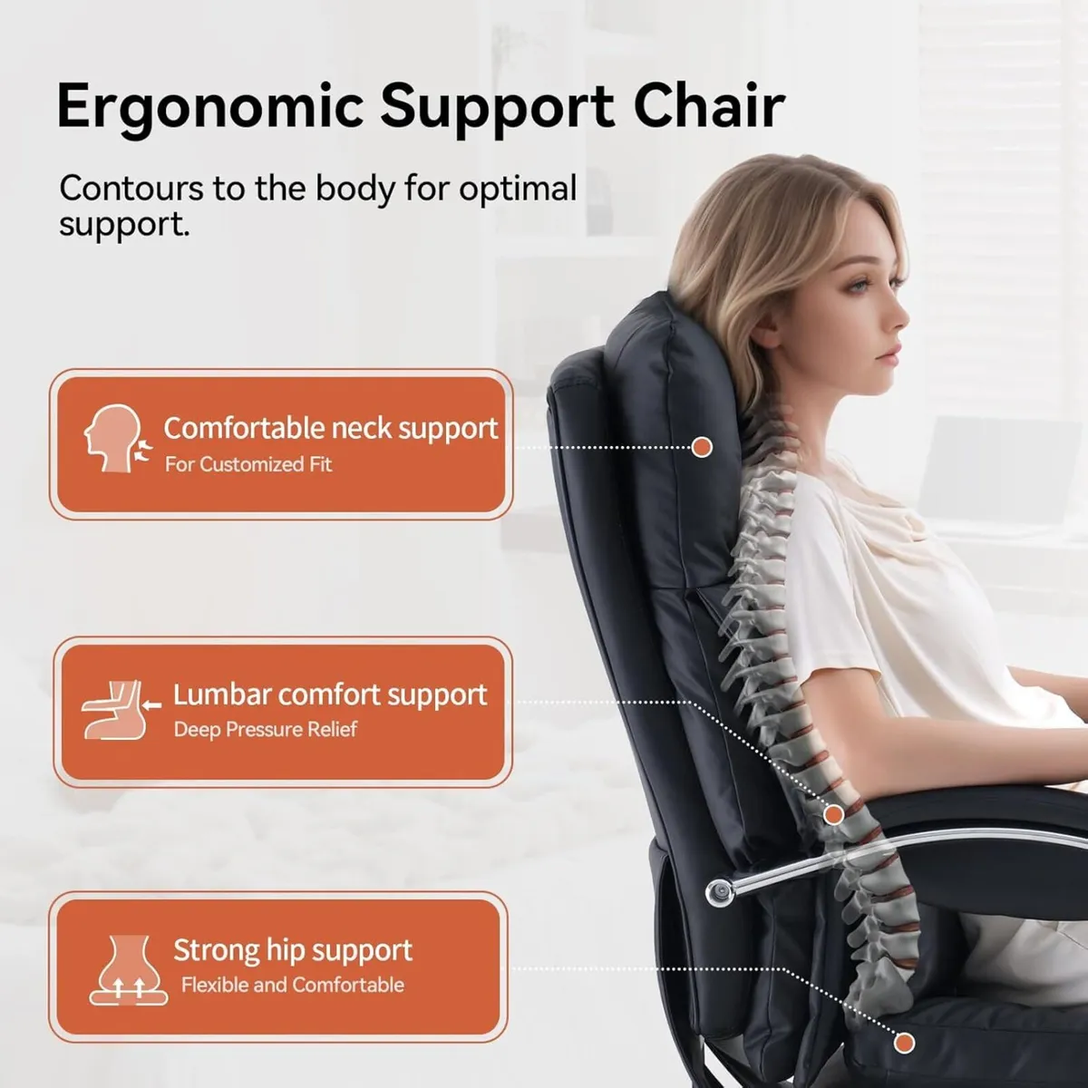 Home Office Desk Chairs with Foot Rest Fully - Image 4