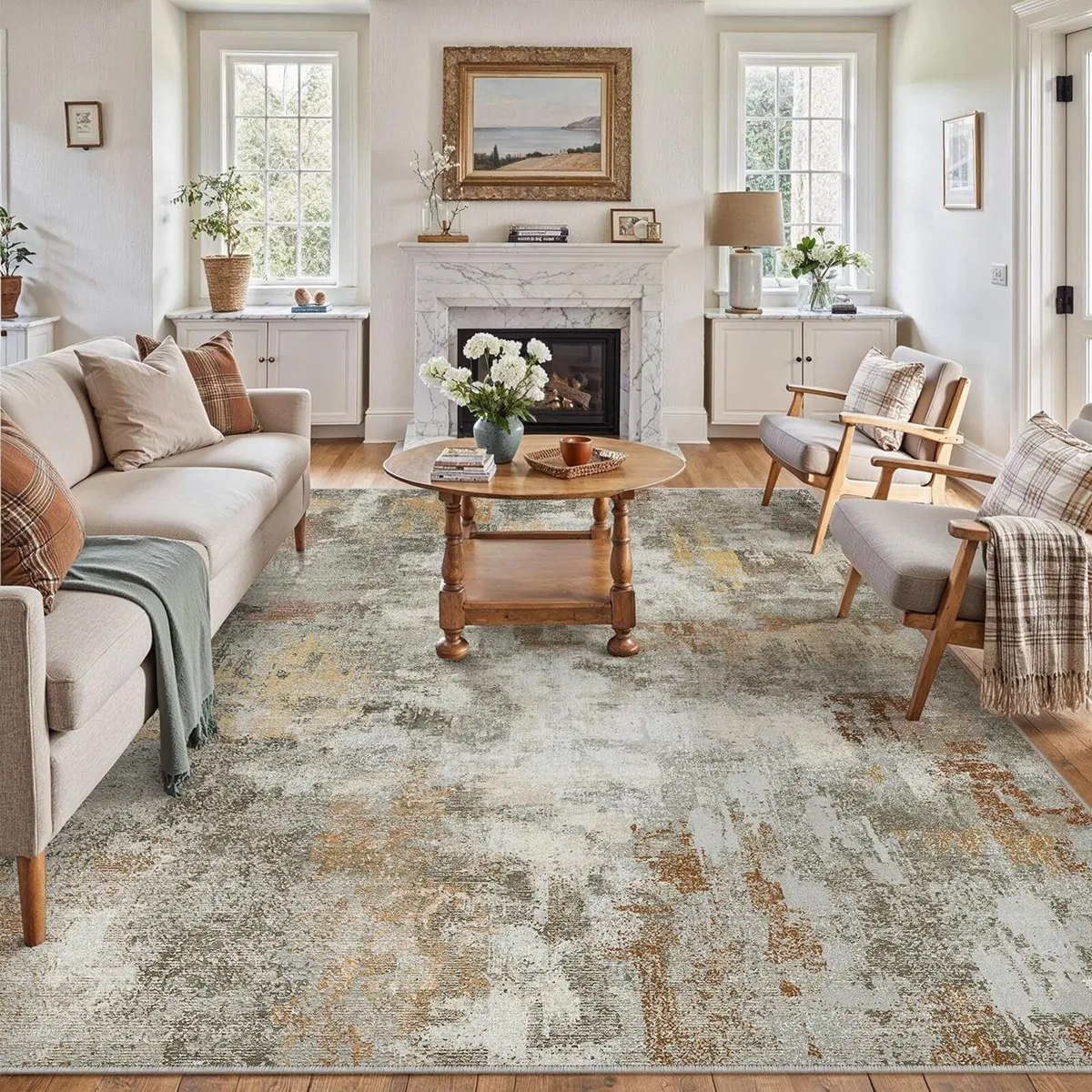 Modern Abstract Area Rug Living Room Extra Large - Image 1