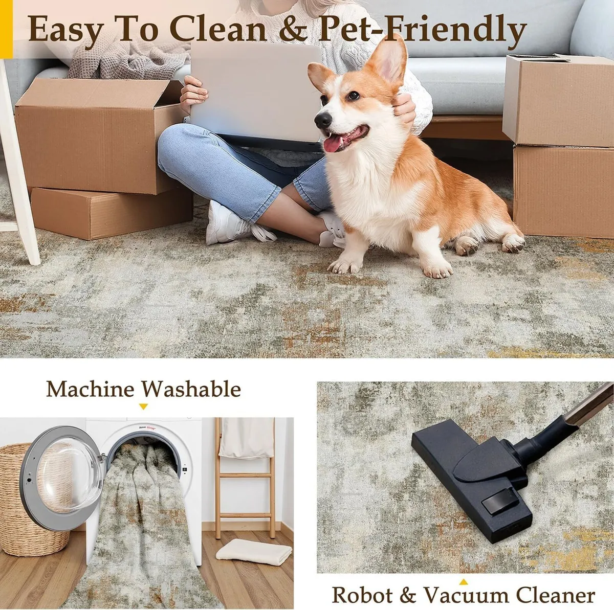 Modern Abstract Area Rug Living Room Extra Large - Image 4