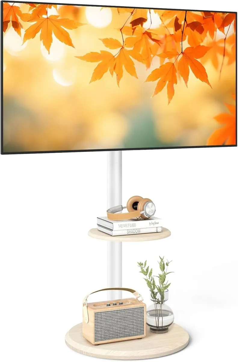 TV Floor Stand with Hidden Wheels for 32-65 Inch - Image 1