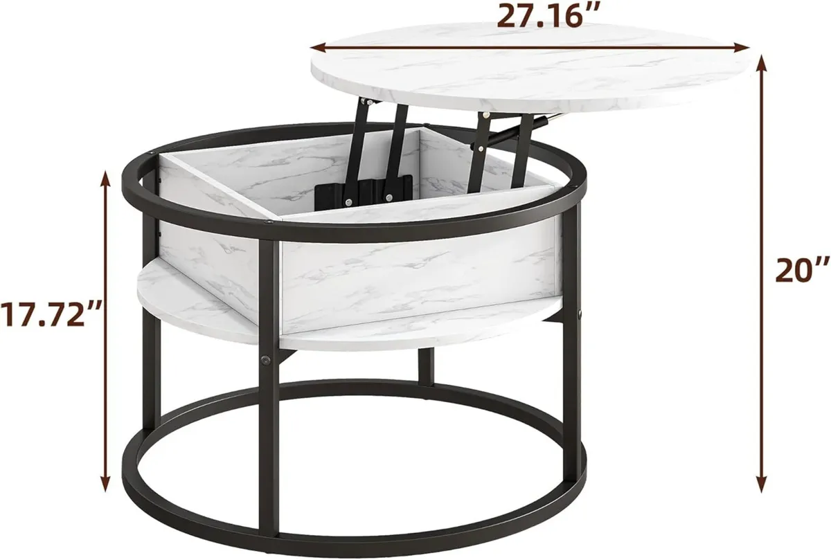 Round Coffee Table Lift Top Tables for Living - Image 2