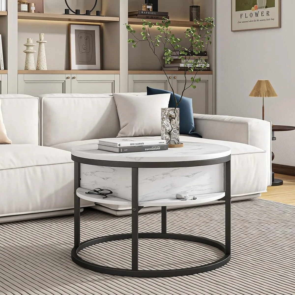 Round Coffee Table Lift Top Tables for Living - Image 4