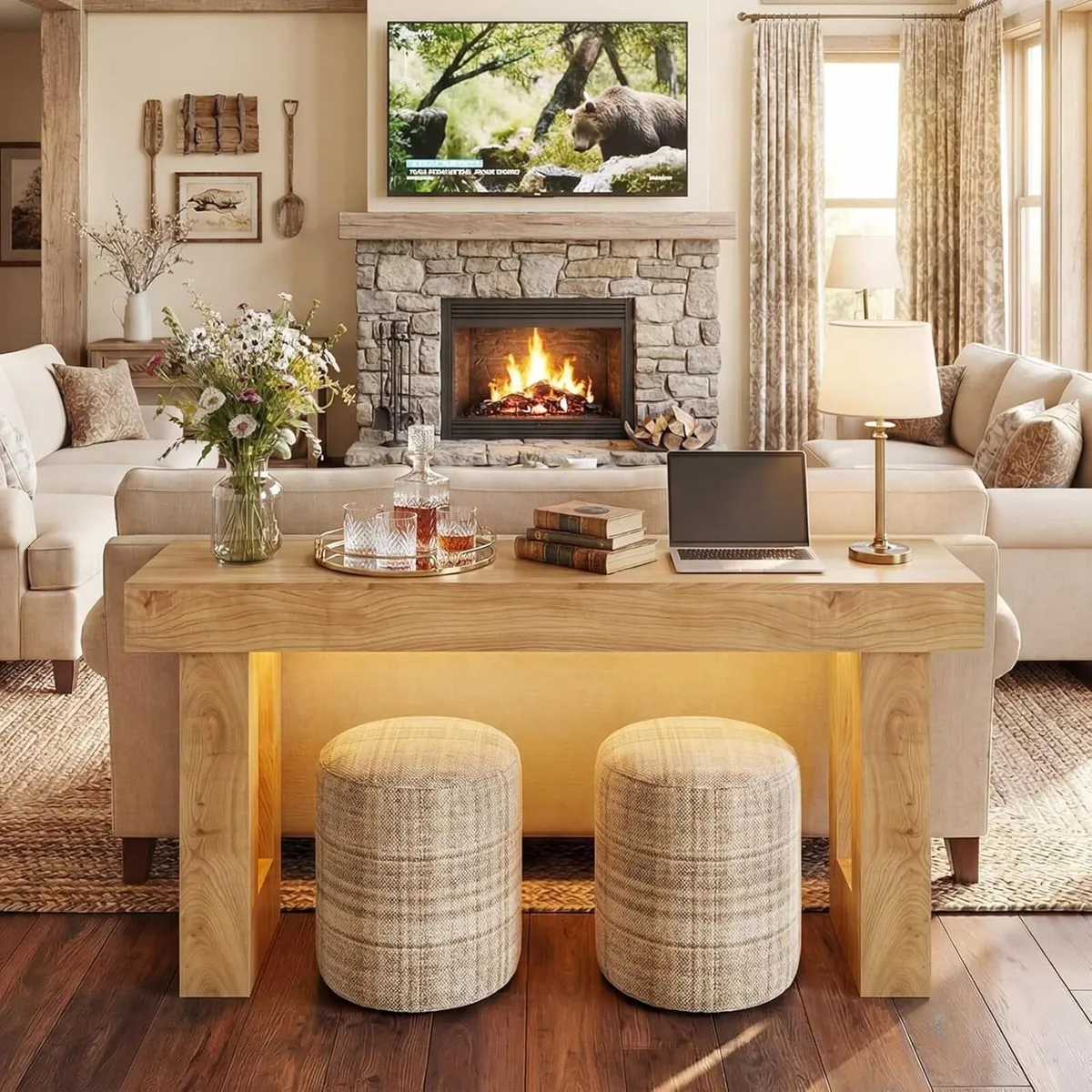 Console Table with Outlets Motion Sensor LED - Image 3