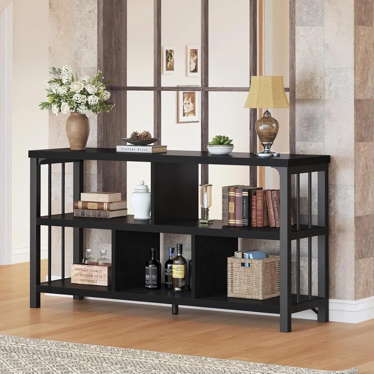 Horizontal Cube Book shelf Industrial Modern Open - Image 1