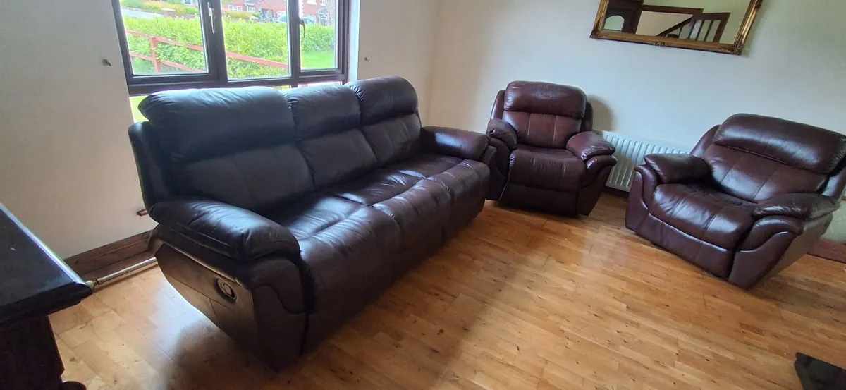 Suite of furniture, leather ,brown - Image 1