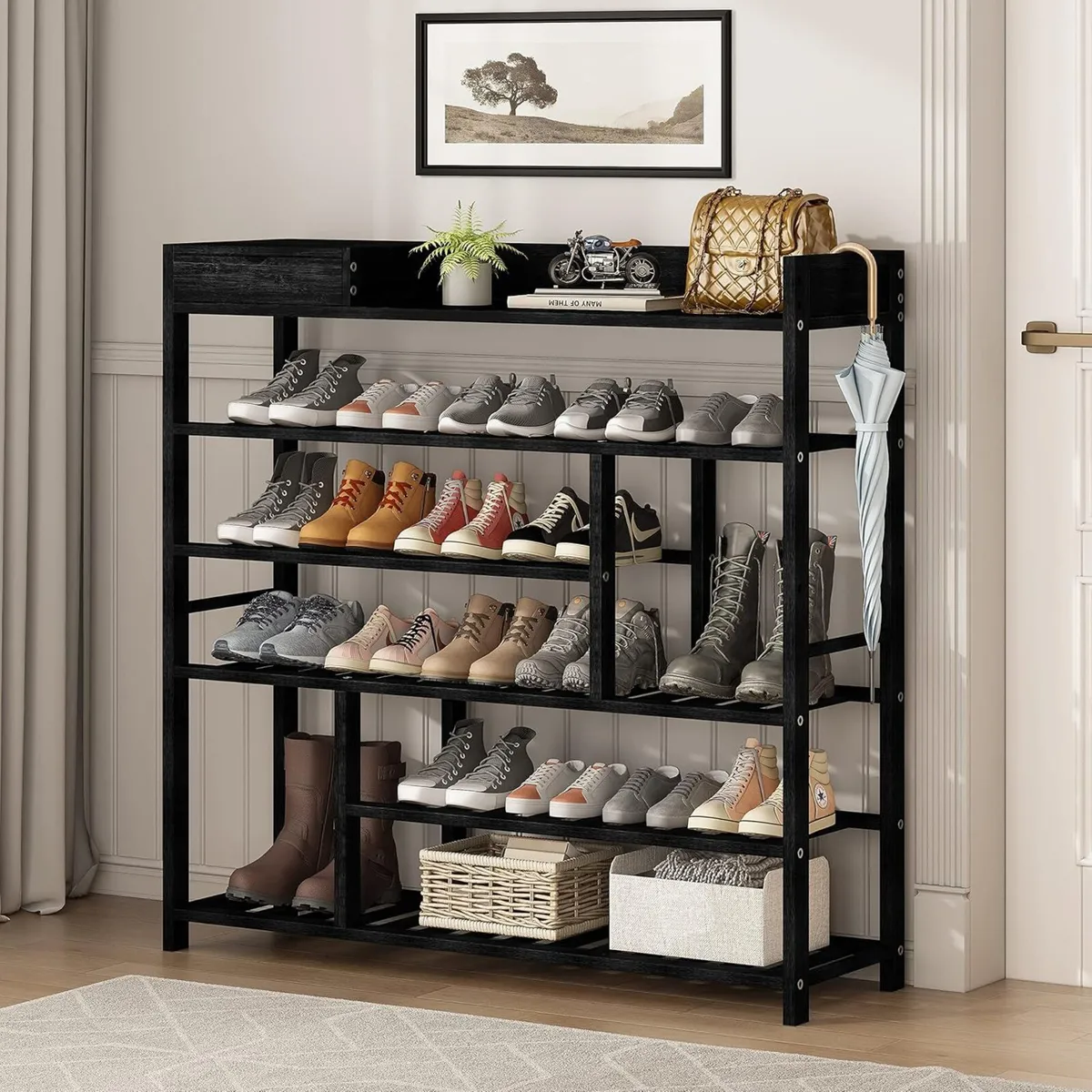 Bamboo Shoe Rack for Closet 6 Tier Storage - Image 1