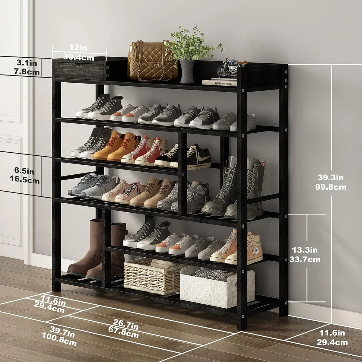 Bamboo Shoe Rack for Closet 6 Tier Storage - Image 2