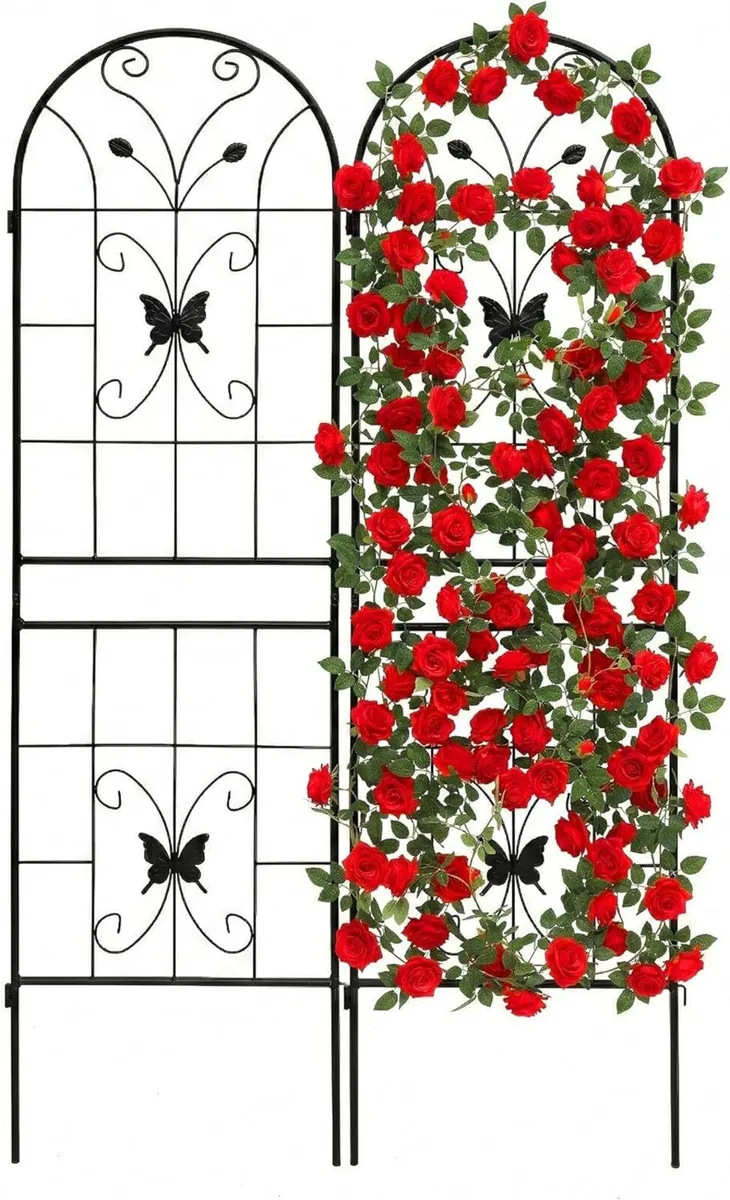 Set of 2 Iron Rose Trellises Garden Climbing - Image 1