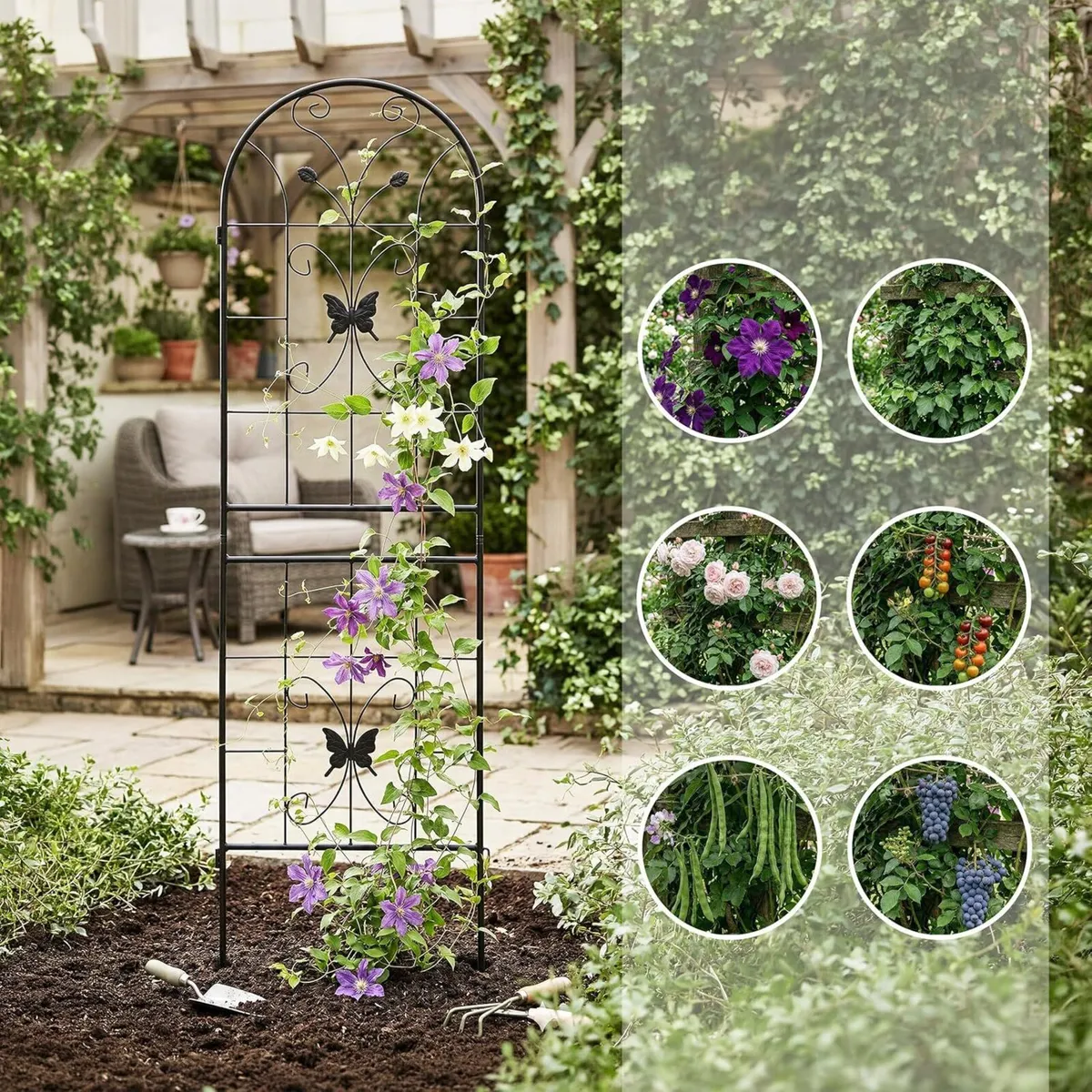 Set of 2 Iron Rose Trellises Garden Climbing - Image 4