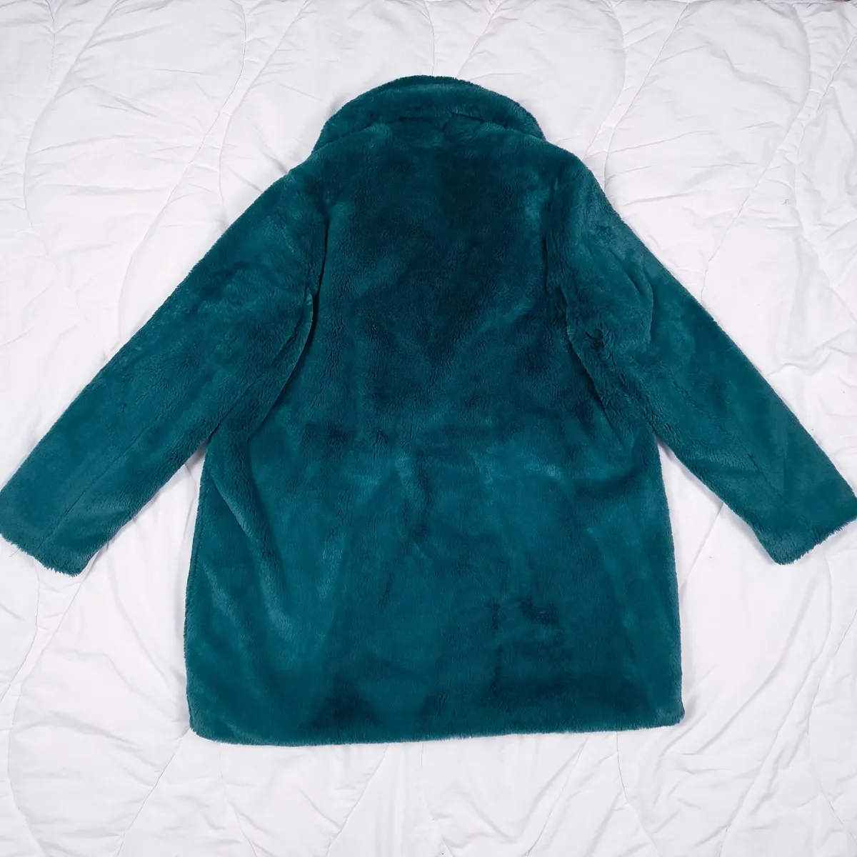 Sam Edelman Teal Green Faux Fur Coat Size L - Image 2
