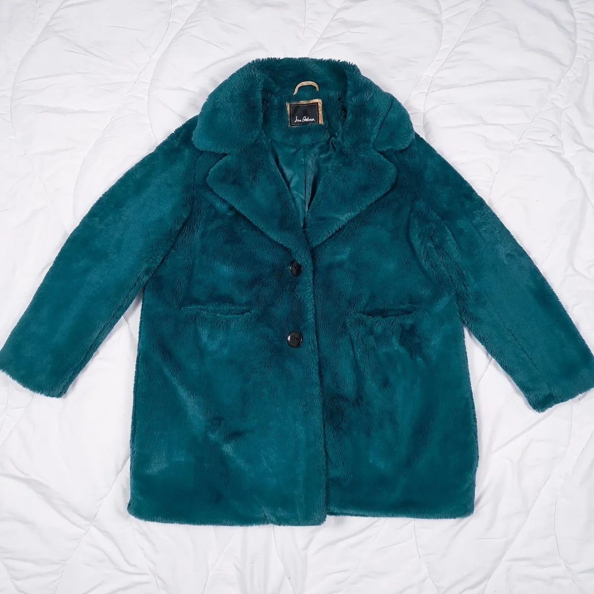 Sam Edelman Teal Green Faux Fur Coat Size L - Image 3
