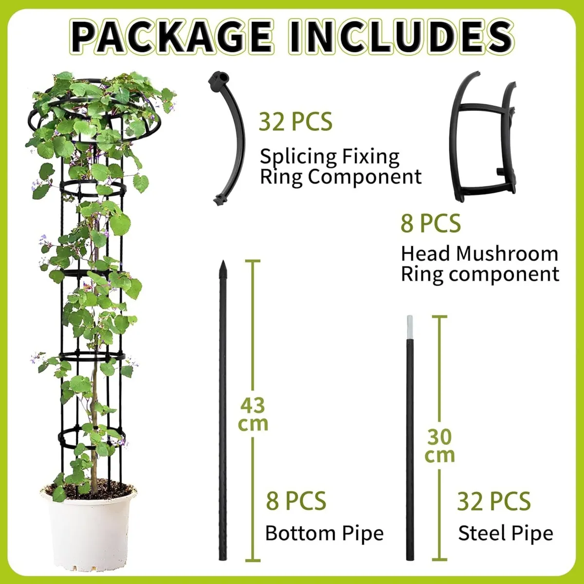 2 Pack 165cm Umbrella Trellis Wisteria Support - Image 2