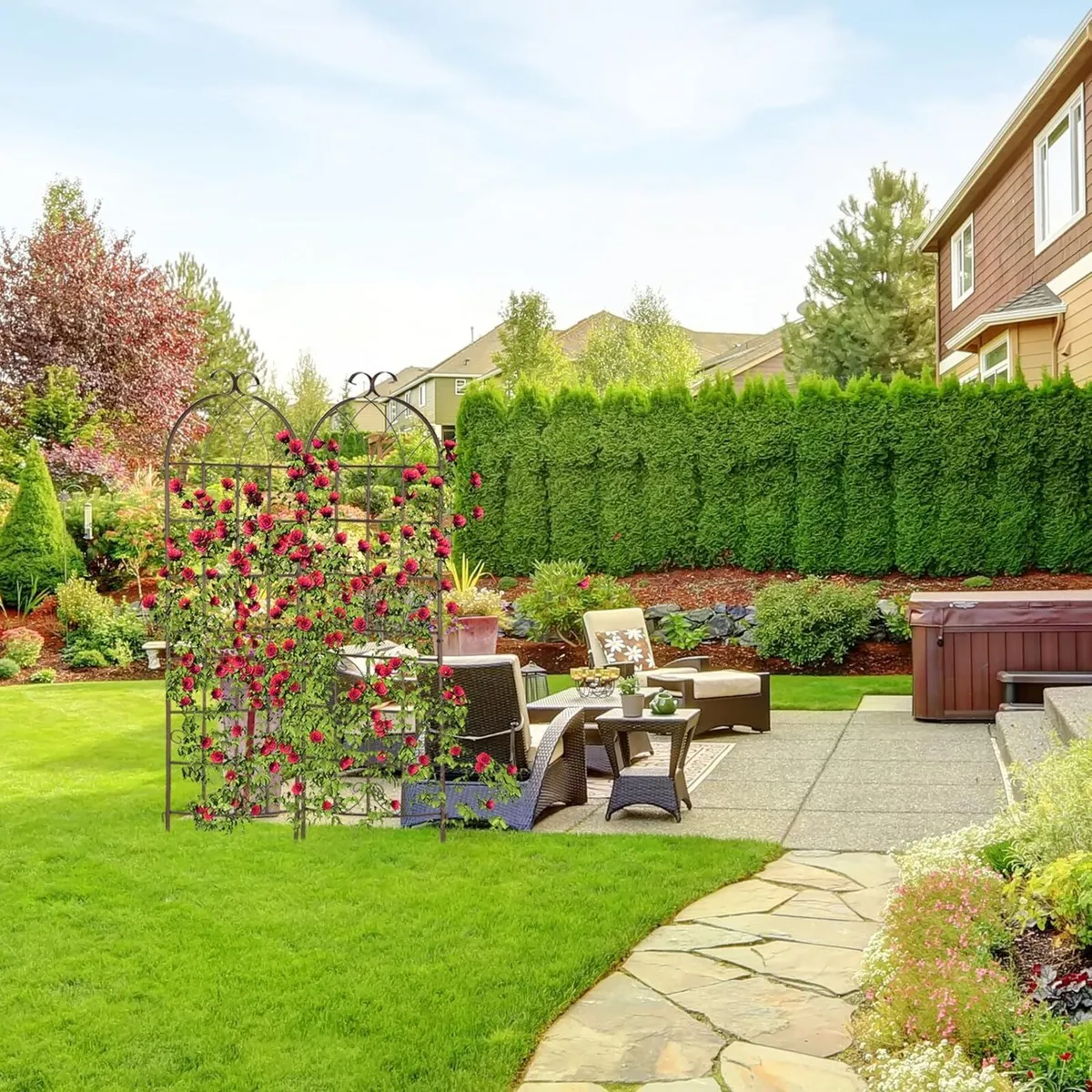 Garden Trellis Set of 2 179 x 52 cm Metal Support - Image 2