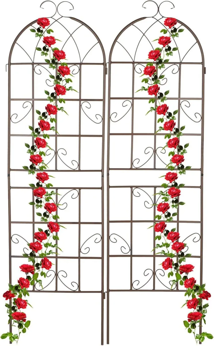 Garden Trellis Set of 2 179 x 52 cm Metal Support - Image 1