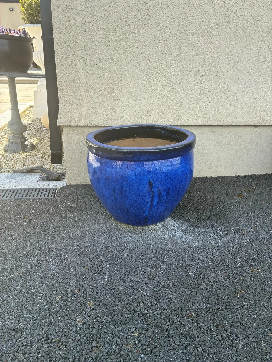 Garden Pots - 7 Blue Ceramic Pots - Image 1