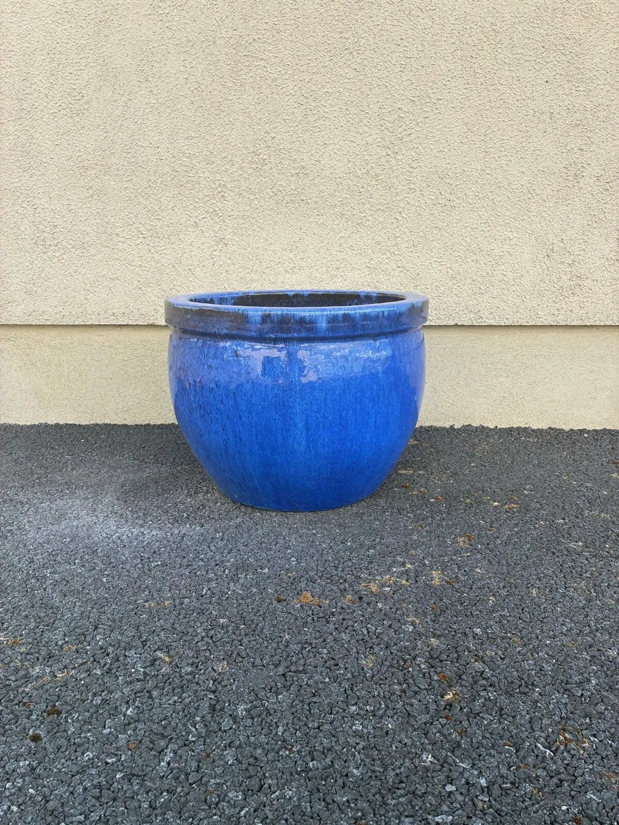 Garden Pots - 7 Blue Ceramic Pots - Image 3