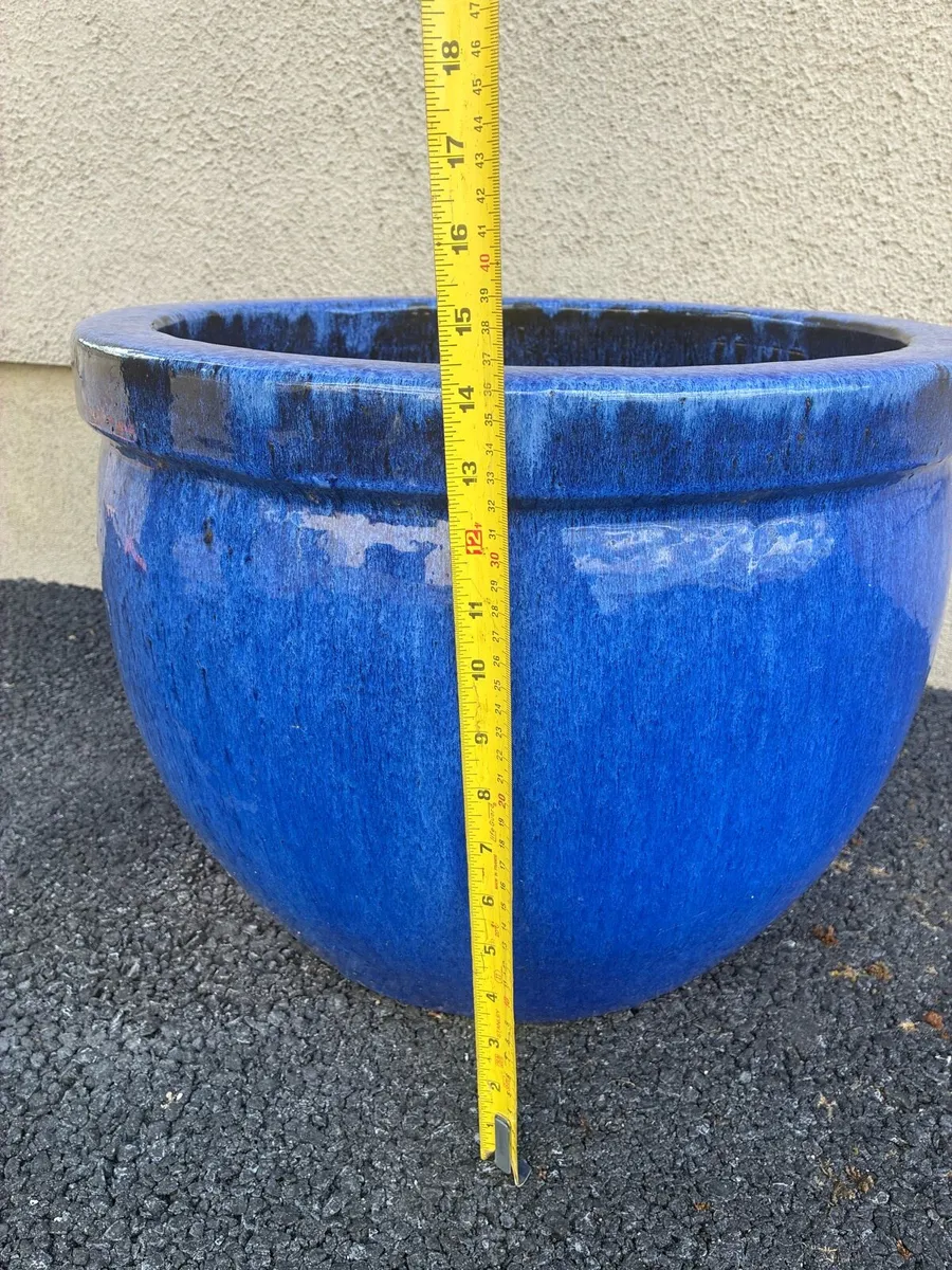 Garden Pots - 7 Blue Ceramic Pots - Image 4
