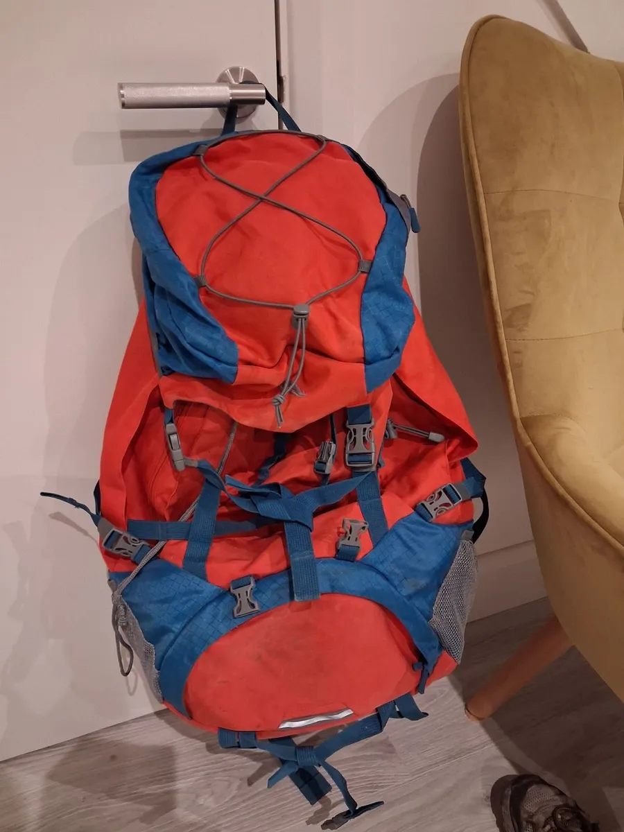 70litre backpack, red with raincover