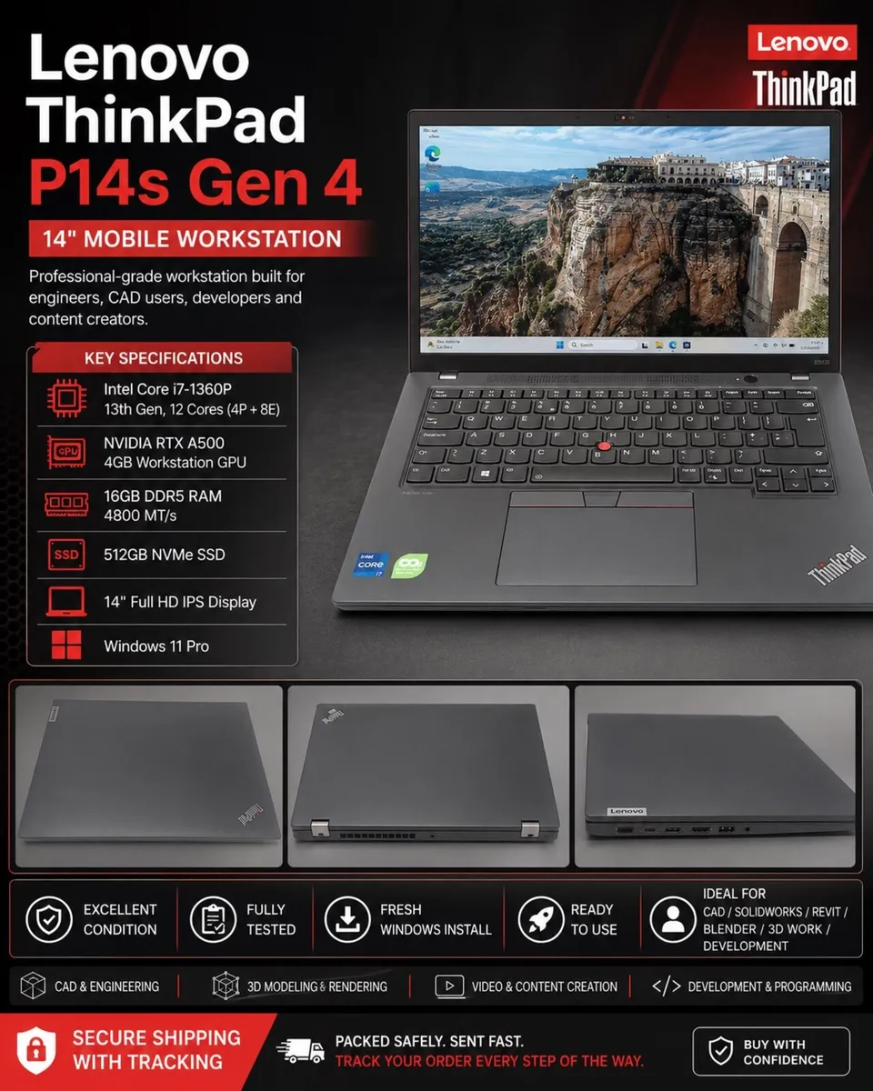 Lenovo P14s Gen 4 4gb GPU 16gb RAM 512gb SSD