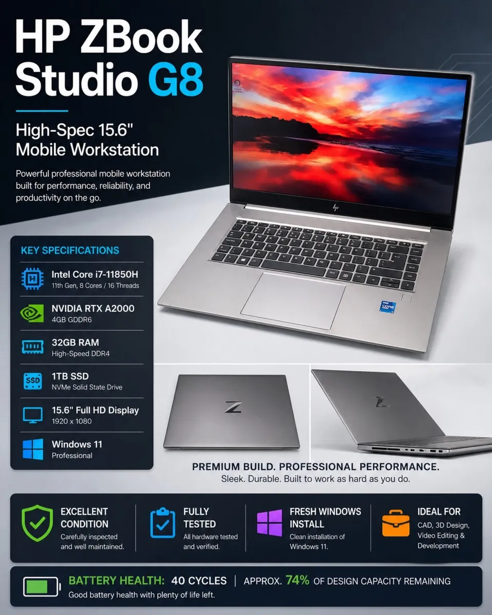 HP ZBook Studio G8 rtx A2000 4gb | 32gb | 1tb SSD