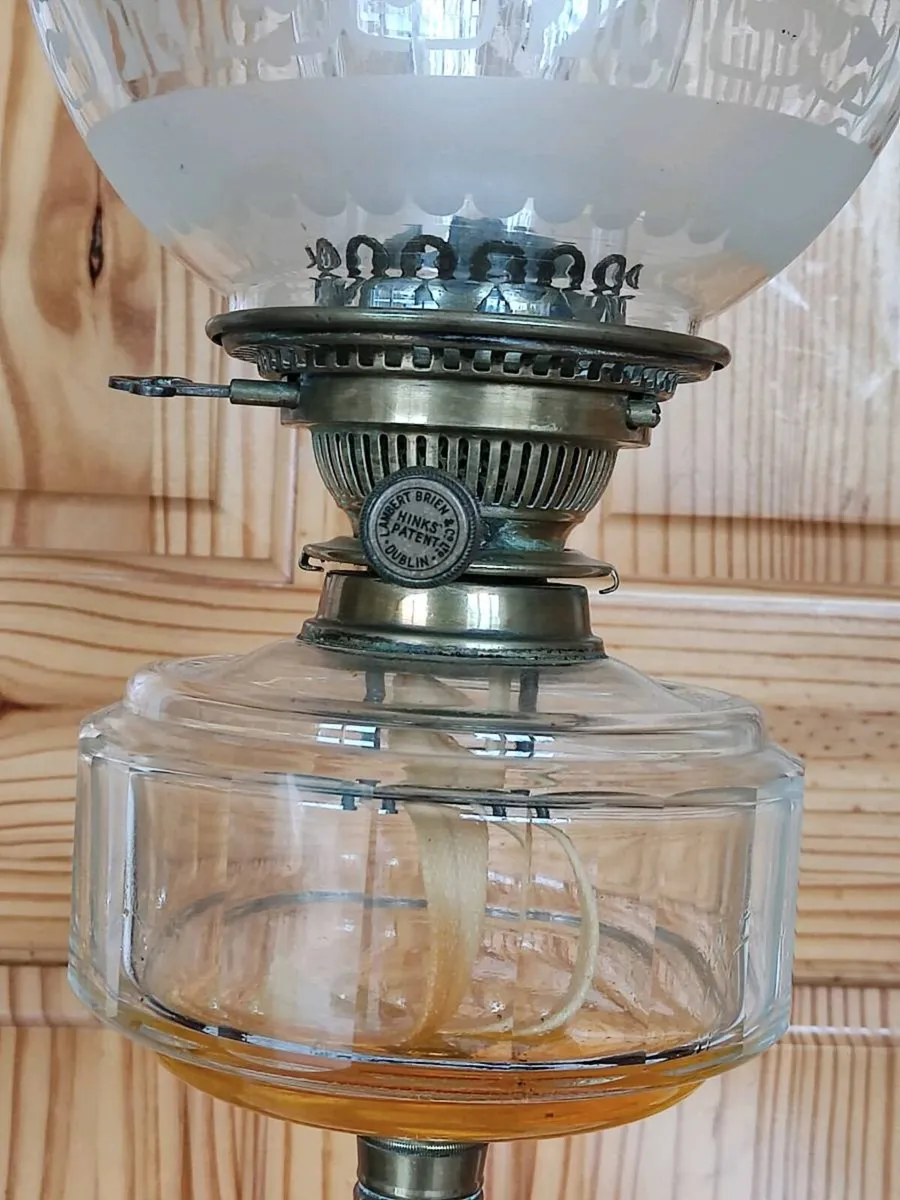 Antique Old brass oil lamp by Veritas Lamp Works . - Image 3