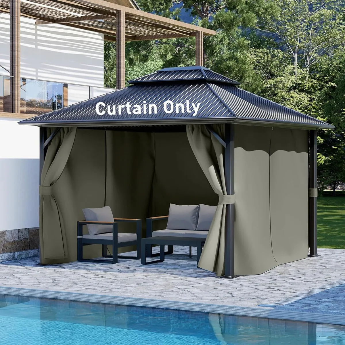 3x3.9m Outdoor Gazebo Curtains 4 Panels Waterproof - Image 4
