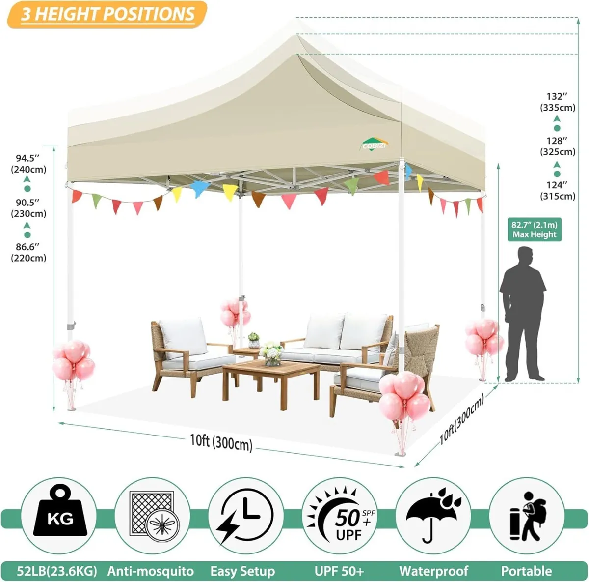 Pop-up Canopy Tent with Netting Sidewalls - Image 3