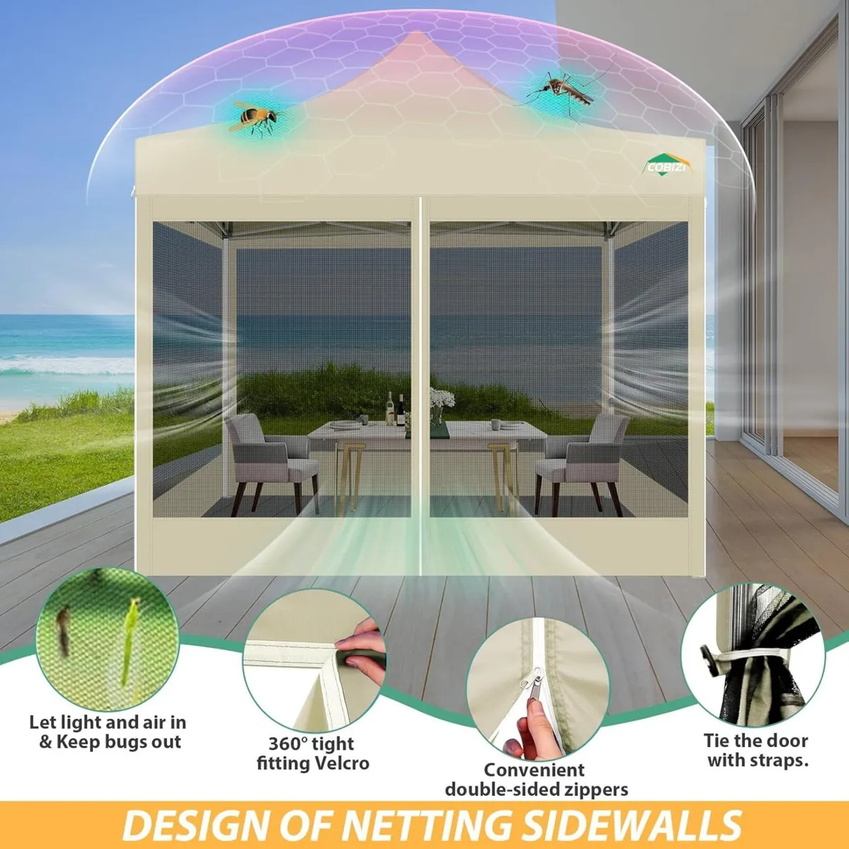 Pop-up Canopy Tent with Netting Sidewalls - Image 4
