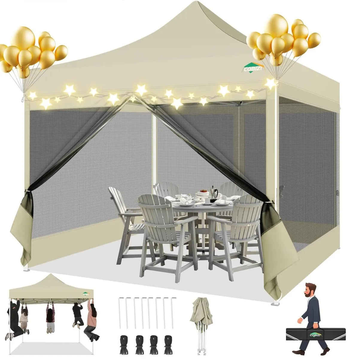 Pop-up Canopy Tent with Netting Sidewalls - Image 1