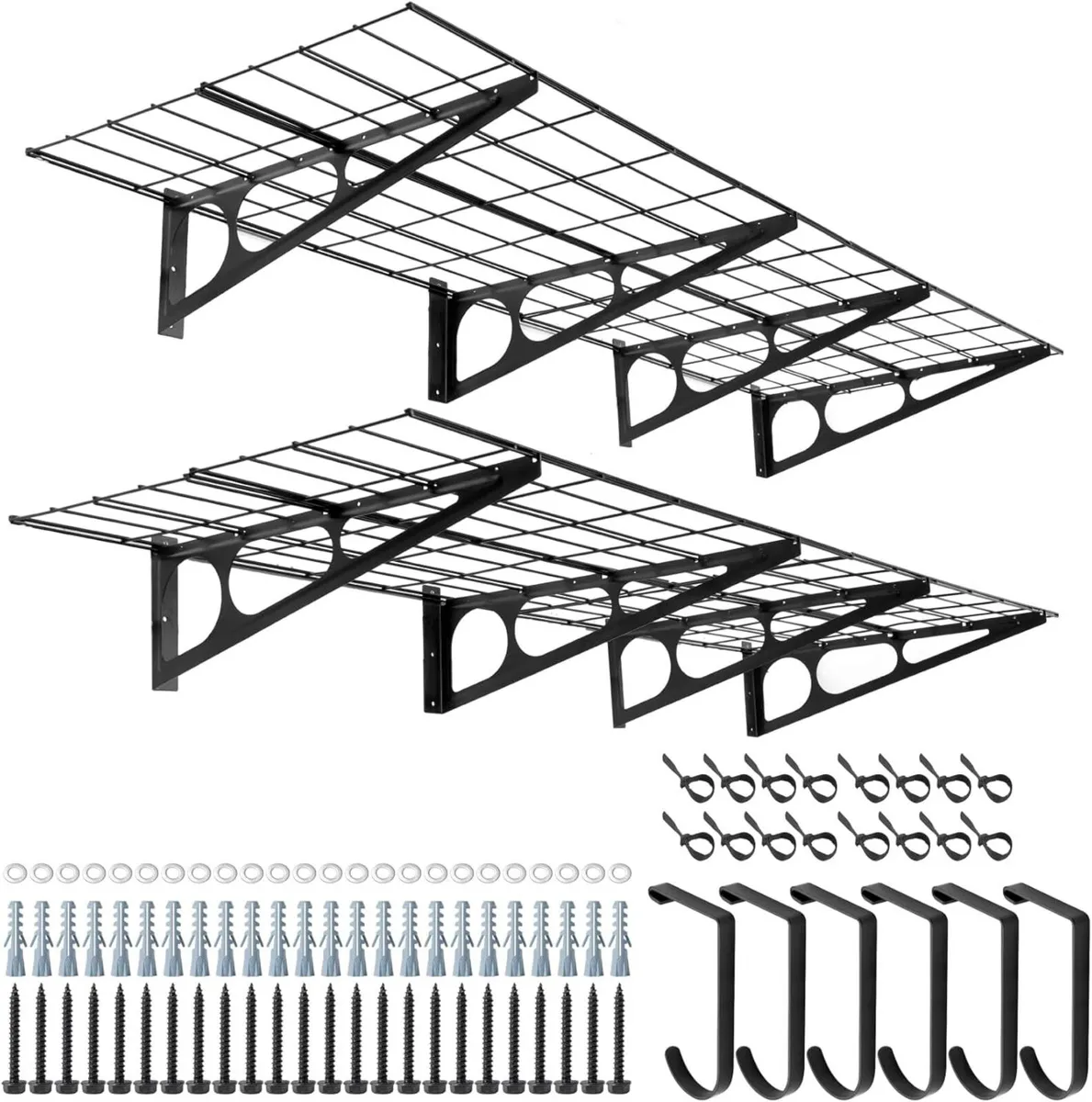 2Pack 2x6ft Garage Shelving With Hooks 24-inch-by- - Image 1