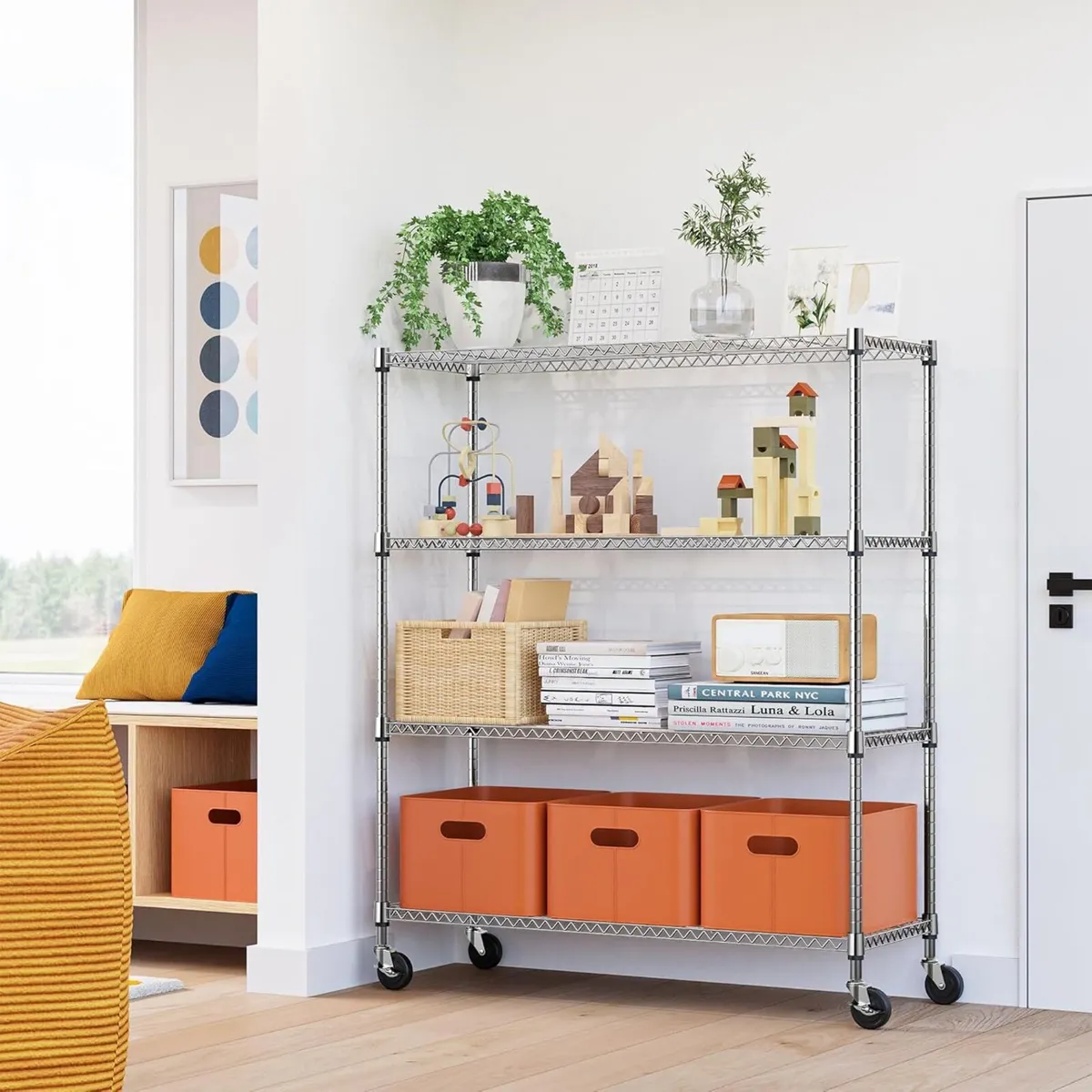 4-Shelf Storage Unit With Height Adjustable - Image 2