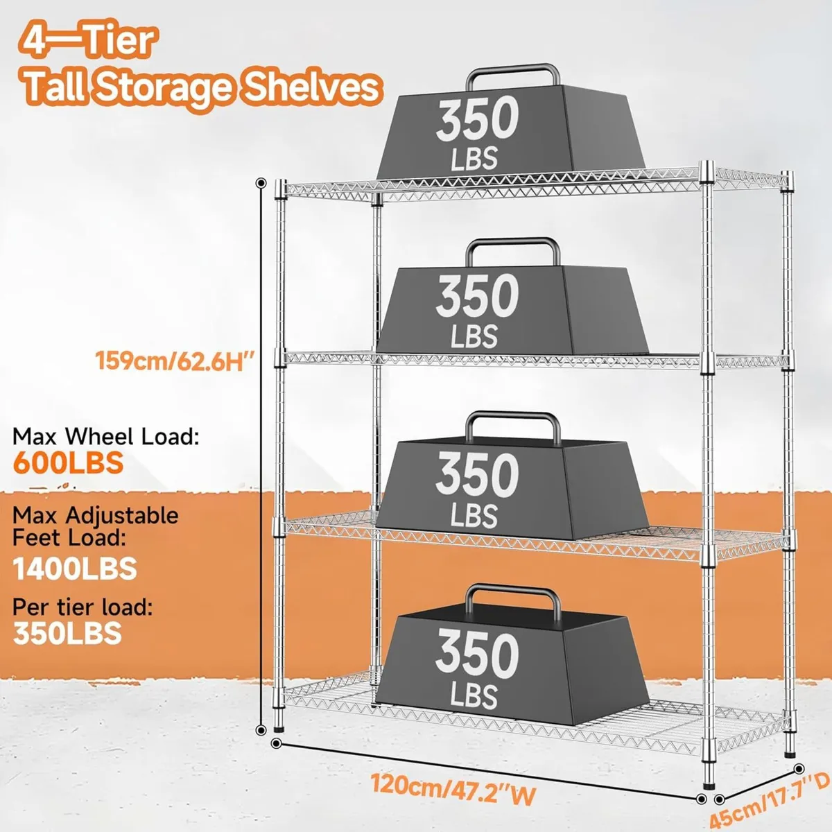 4-Shelf Storage Unit With Height Adjustable - Image 3