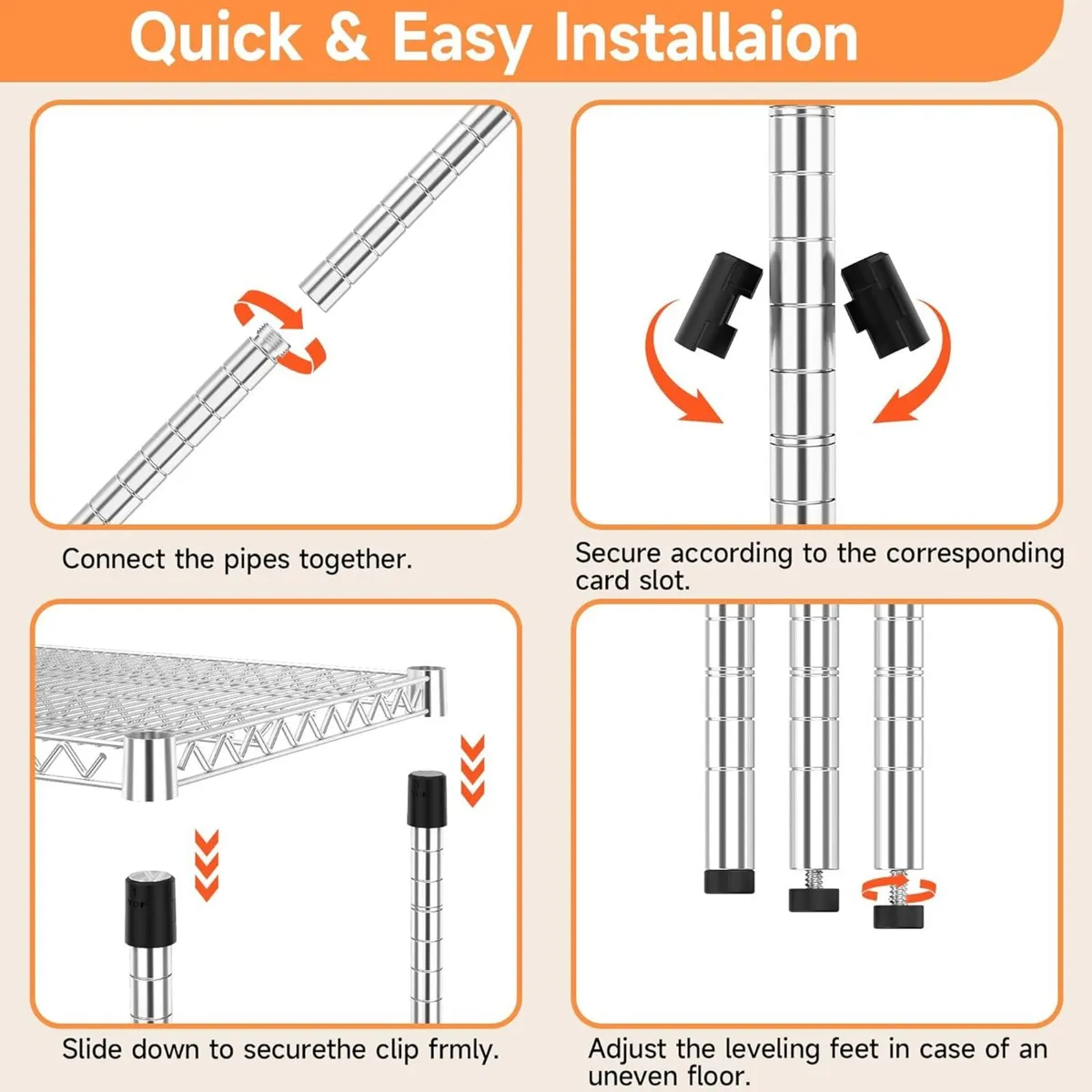 4-Shelf Storage Unit With Height Adjustable - Image 4
