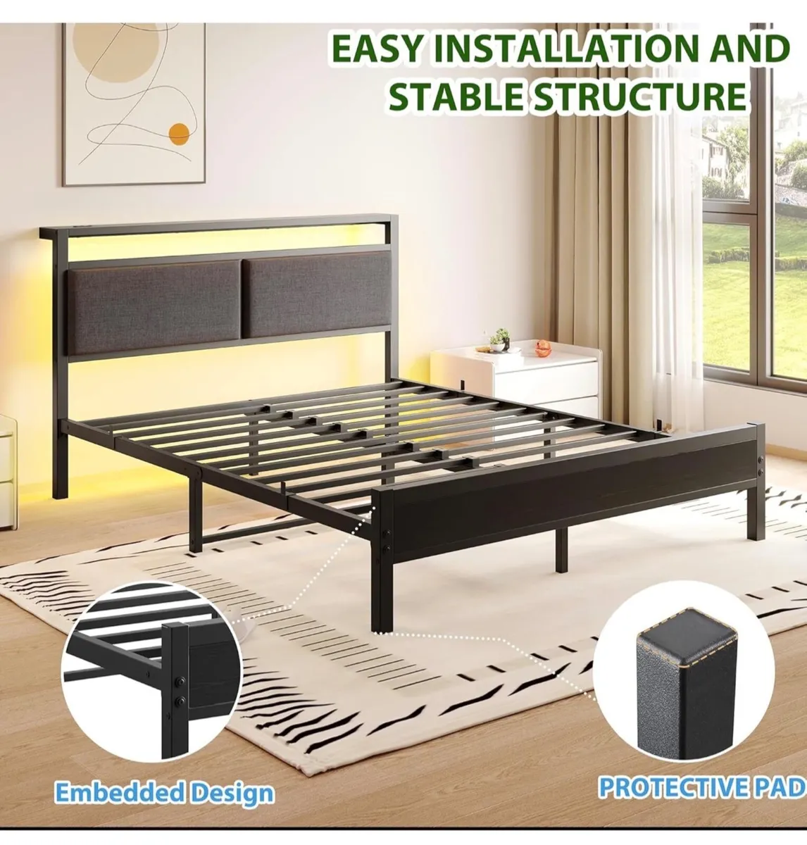 King Size with LED Lights and Charging Station - Image 2