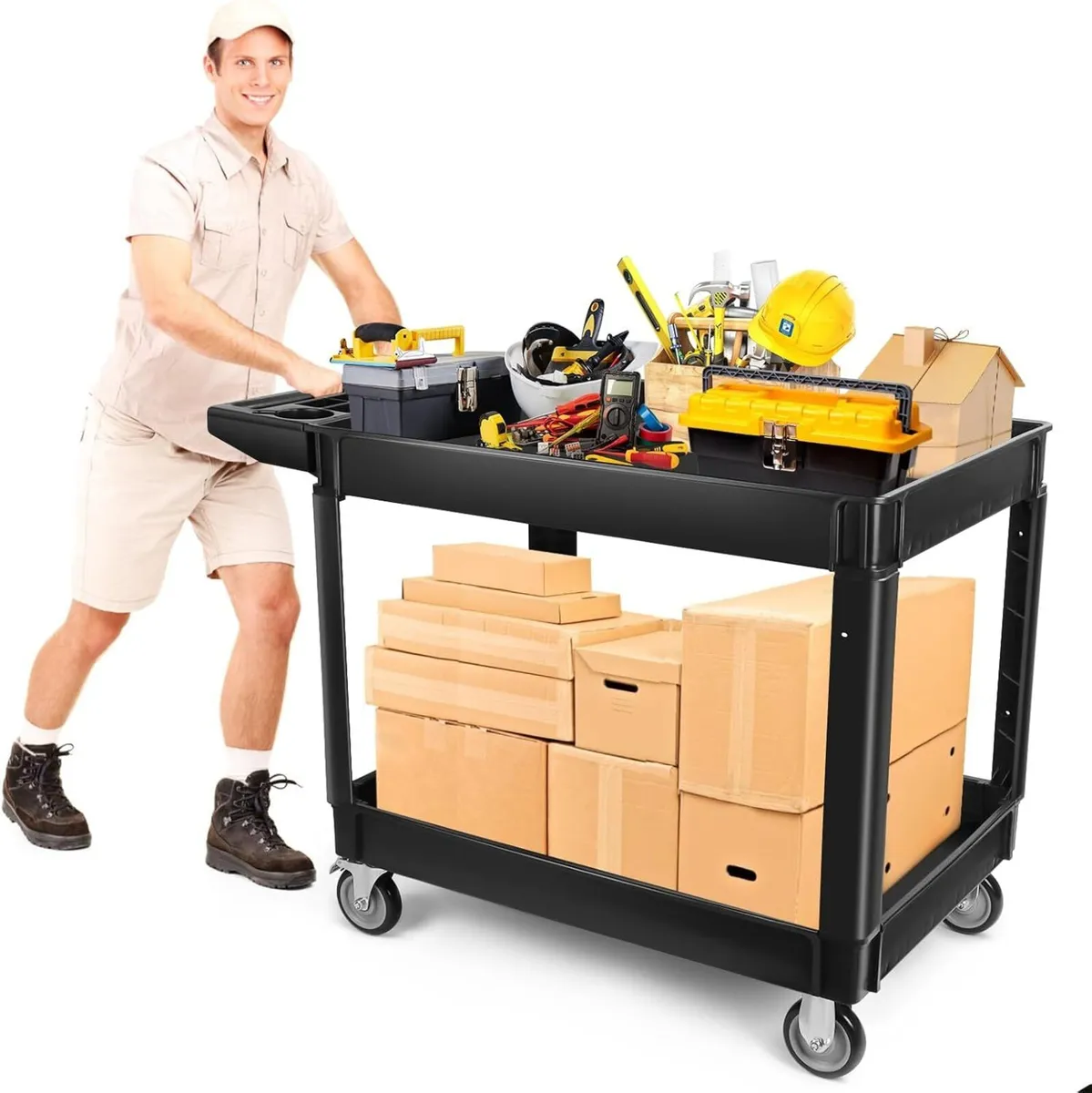 550lbs Heavy Duty Utility Cart on Wheels 2 Tier - Image 1