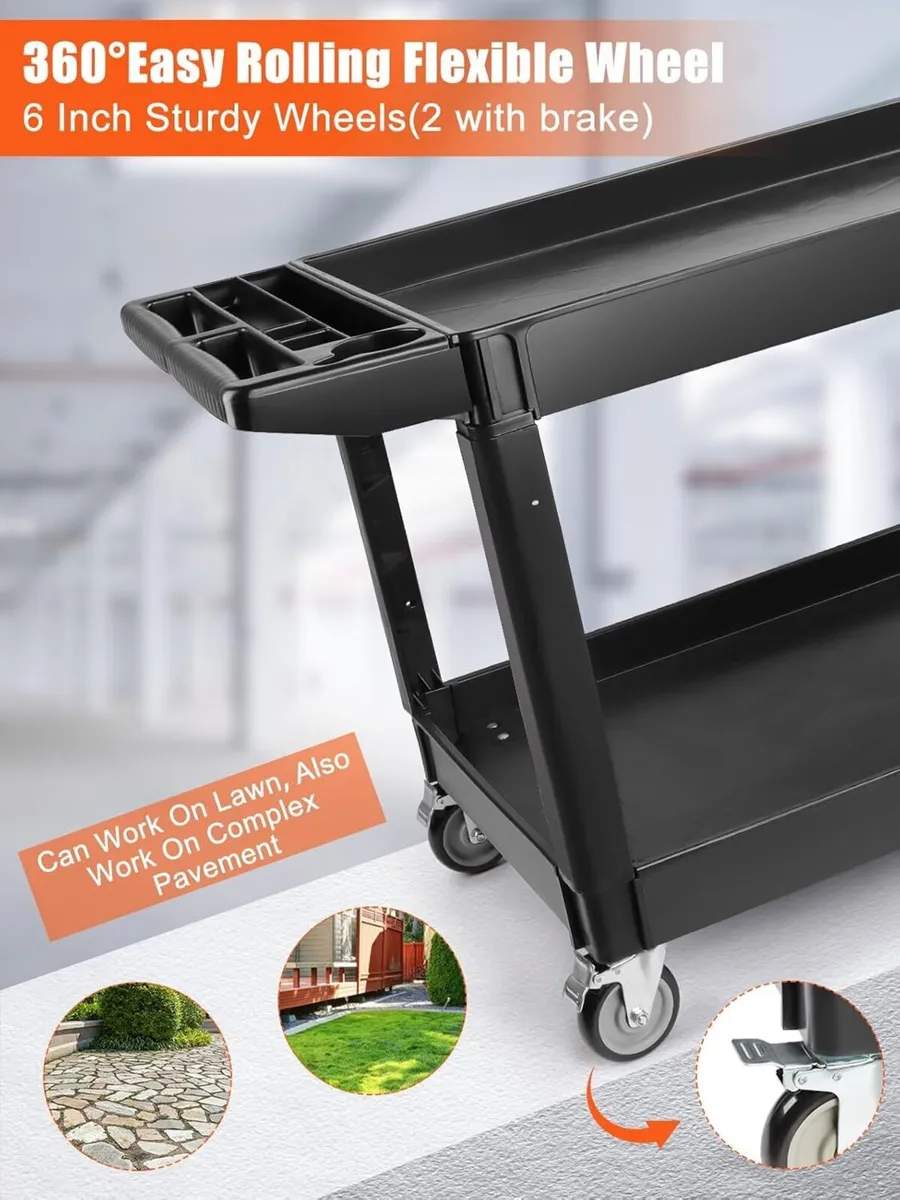 550lbs Heavy Duty Utility Cart on Wheels 2 Tier - Image 4