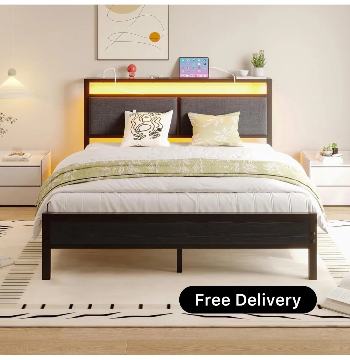 King Size with LED Lights and Charging Station - Image 1